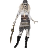 Kostým Zombie pirátka - pruhované legíny
