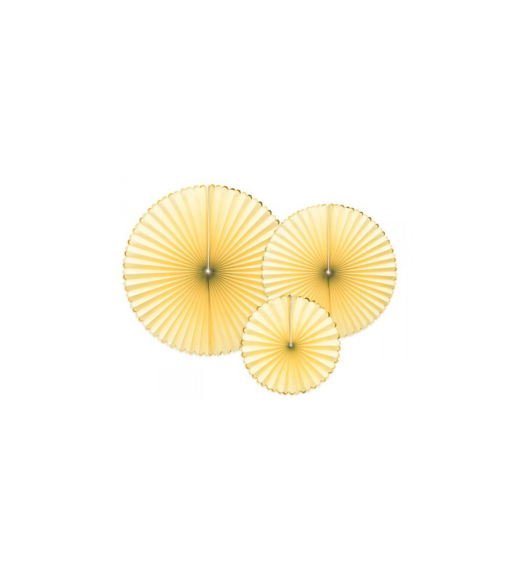 Dekorativní rozety Yummy - žluté se zlatým okrajem