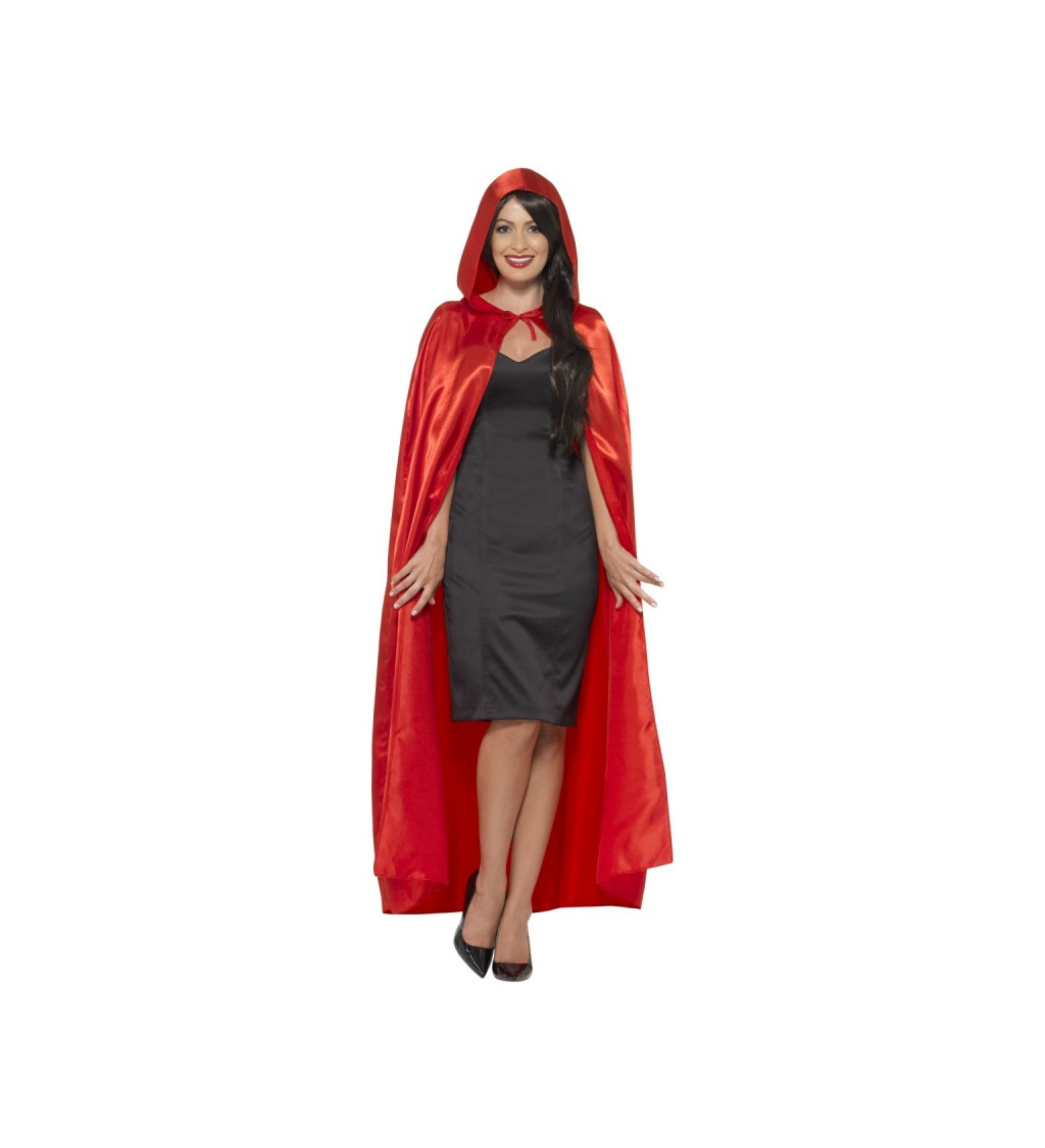 Sametový červený plášť s kapucí