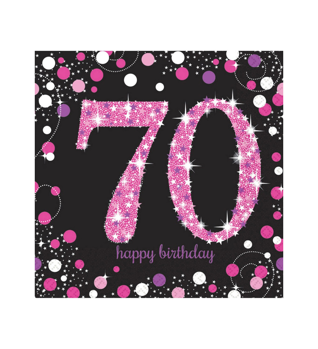 Ubrousky - narozeninové s růžovým číslem 70