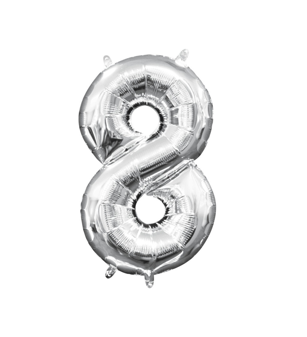 Fóliový balónek malý - stříbrné číslo 8