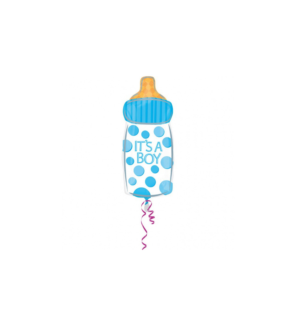 balónek ve tvaru dětské lahvičky s nápisem It's a Boy