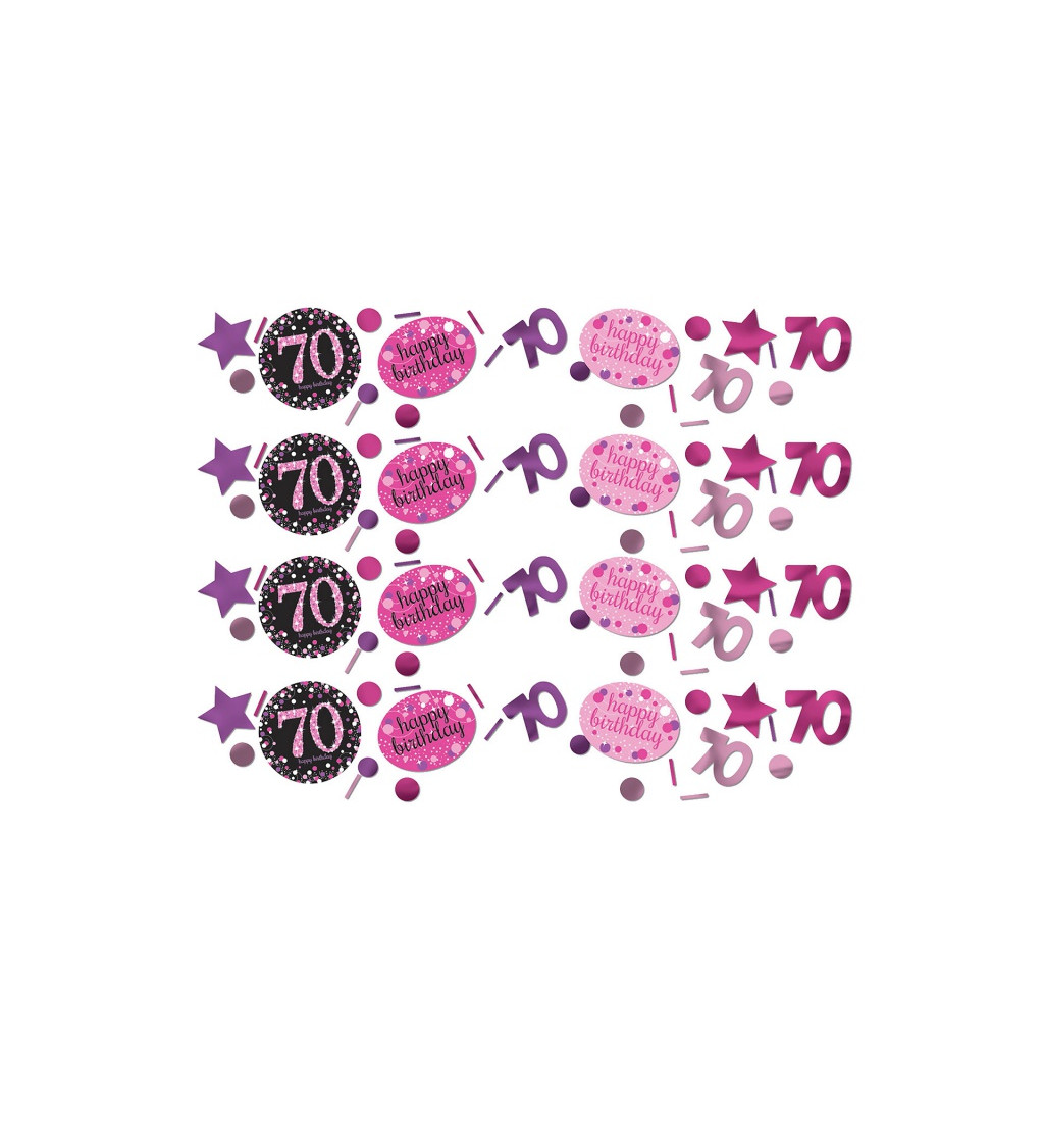 Růžové narozeninové konfety - 70 let