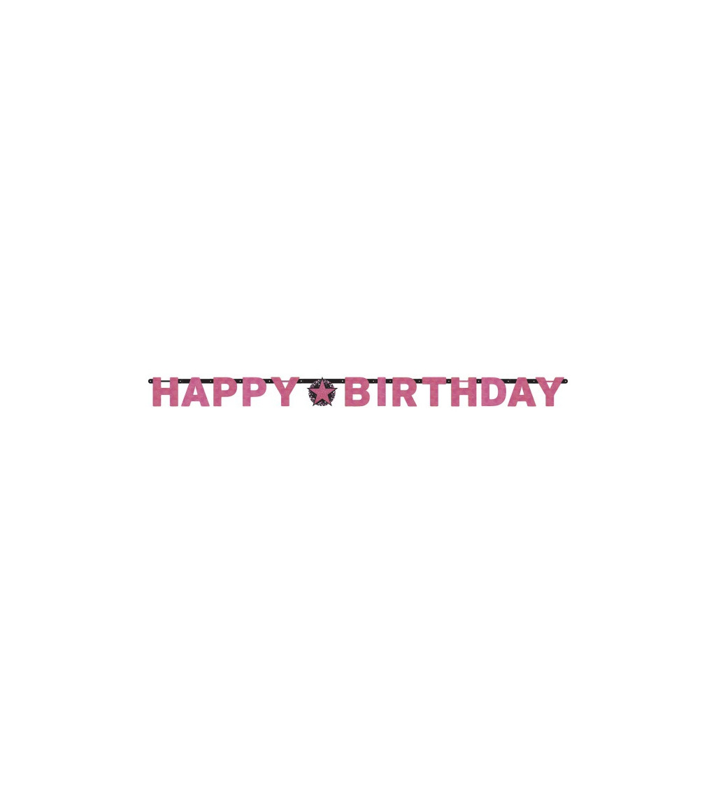 Růžová girlanda z písmen Happy Birthday