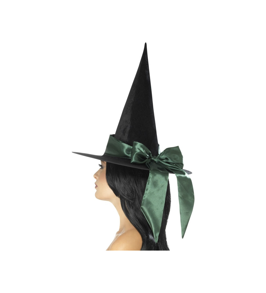 Čarodějnický klobouk se zelenou mašlí