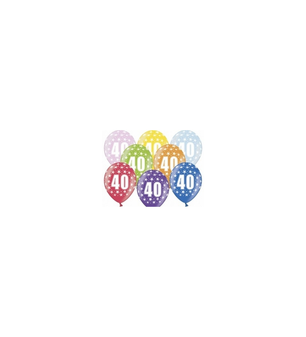Balónky s číslem 40 - různobarevné