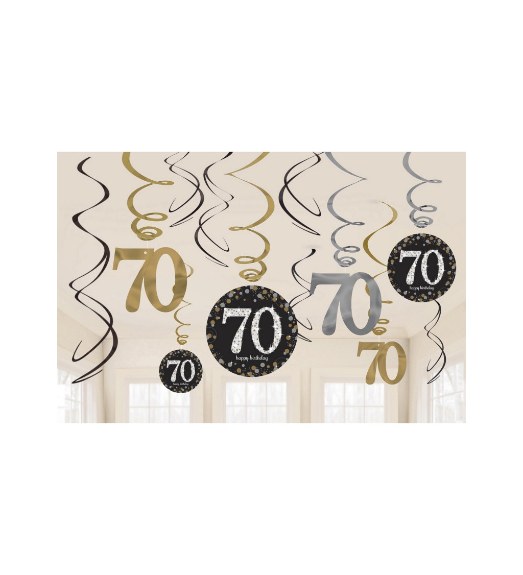 Spirály 70. narozeniny - zlato-stříbrno-černé