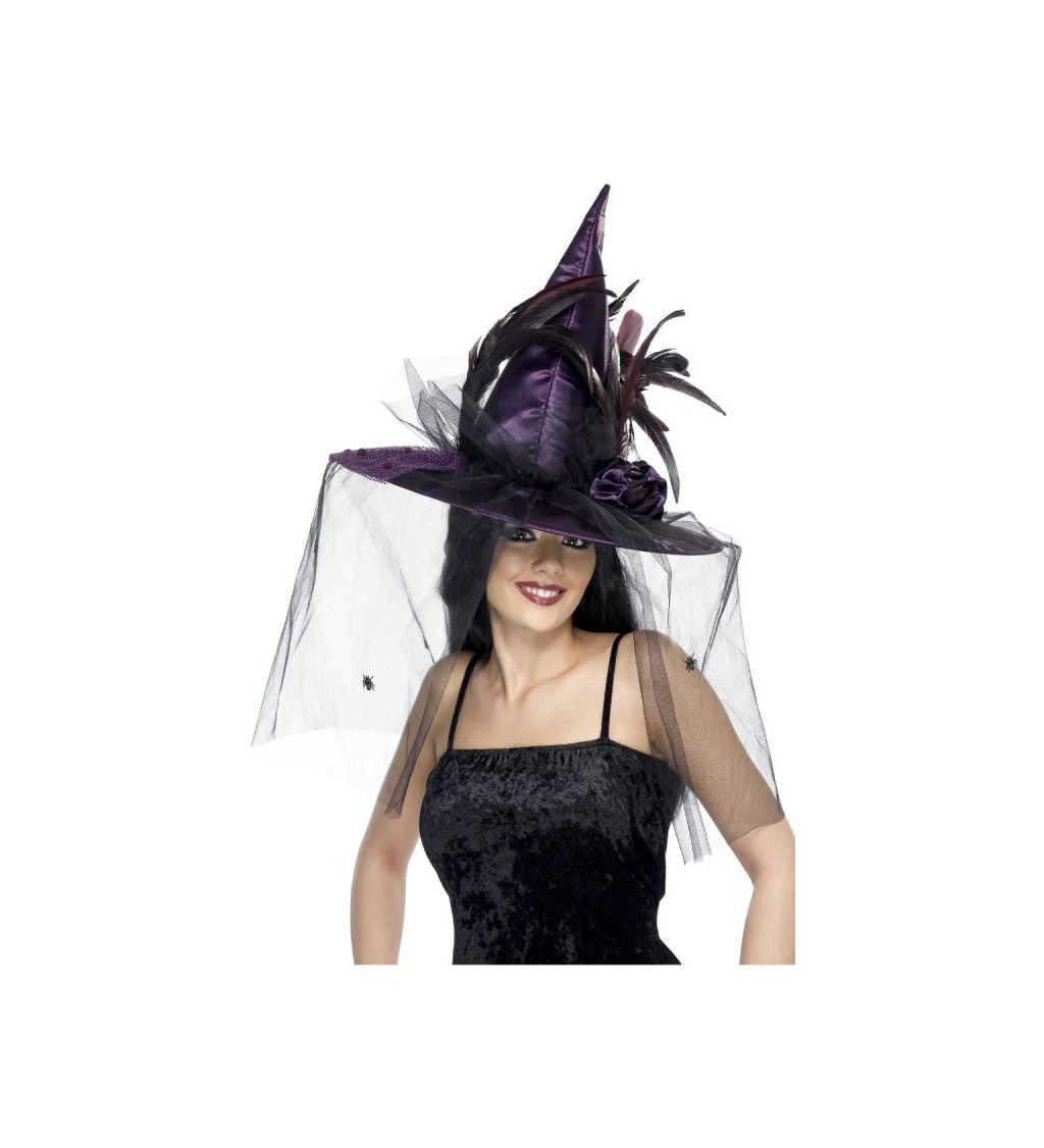 Luxusní čarodějnický klobouk - fialový