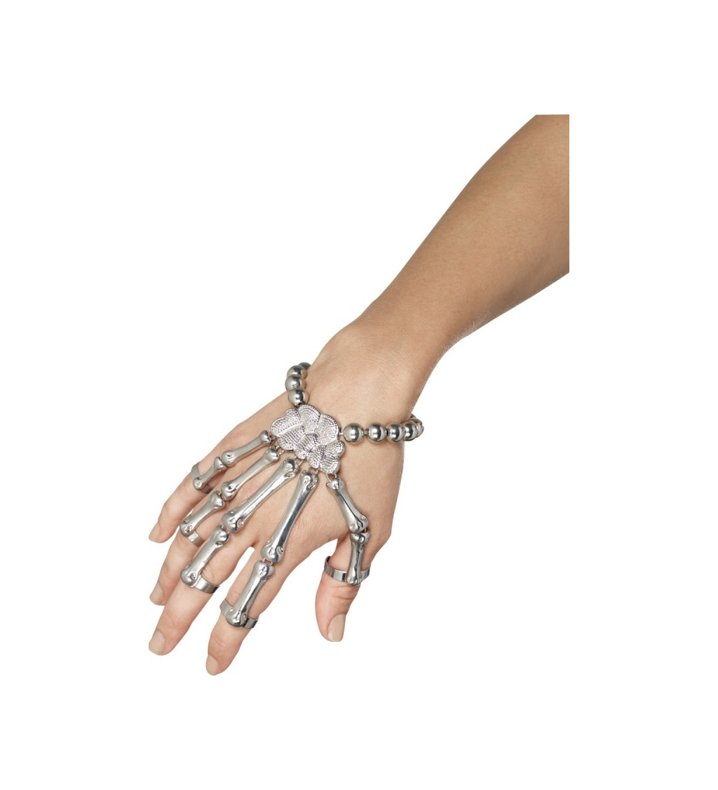 Stříbrný náramek - kostra ruky