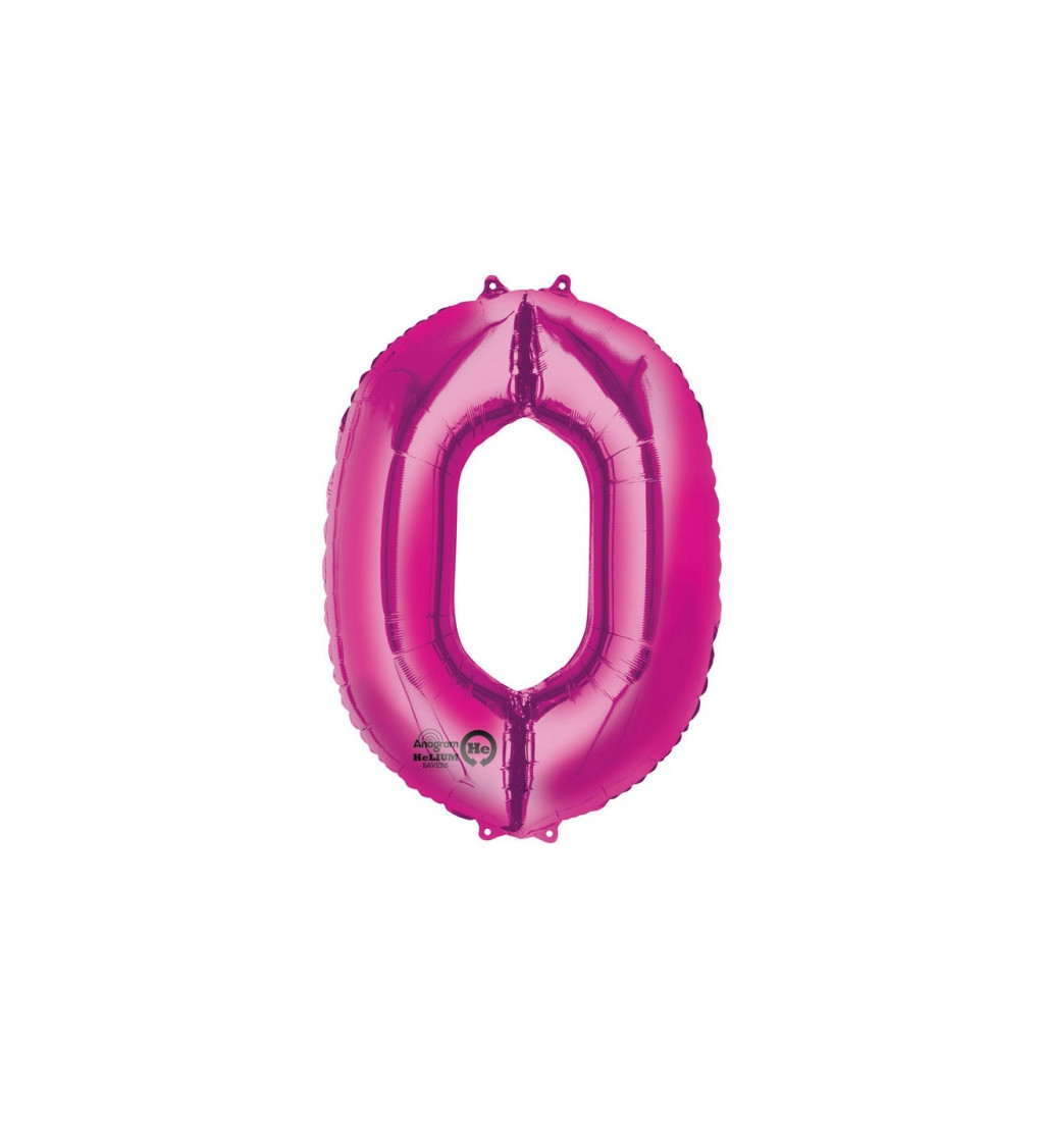 Růžový fóliový balónek číslo 0