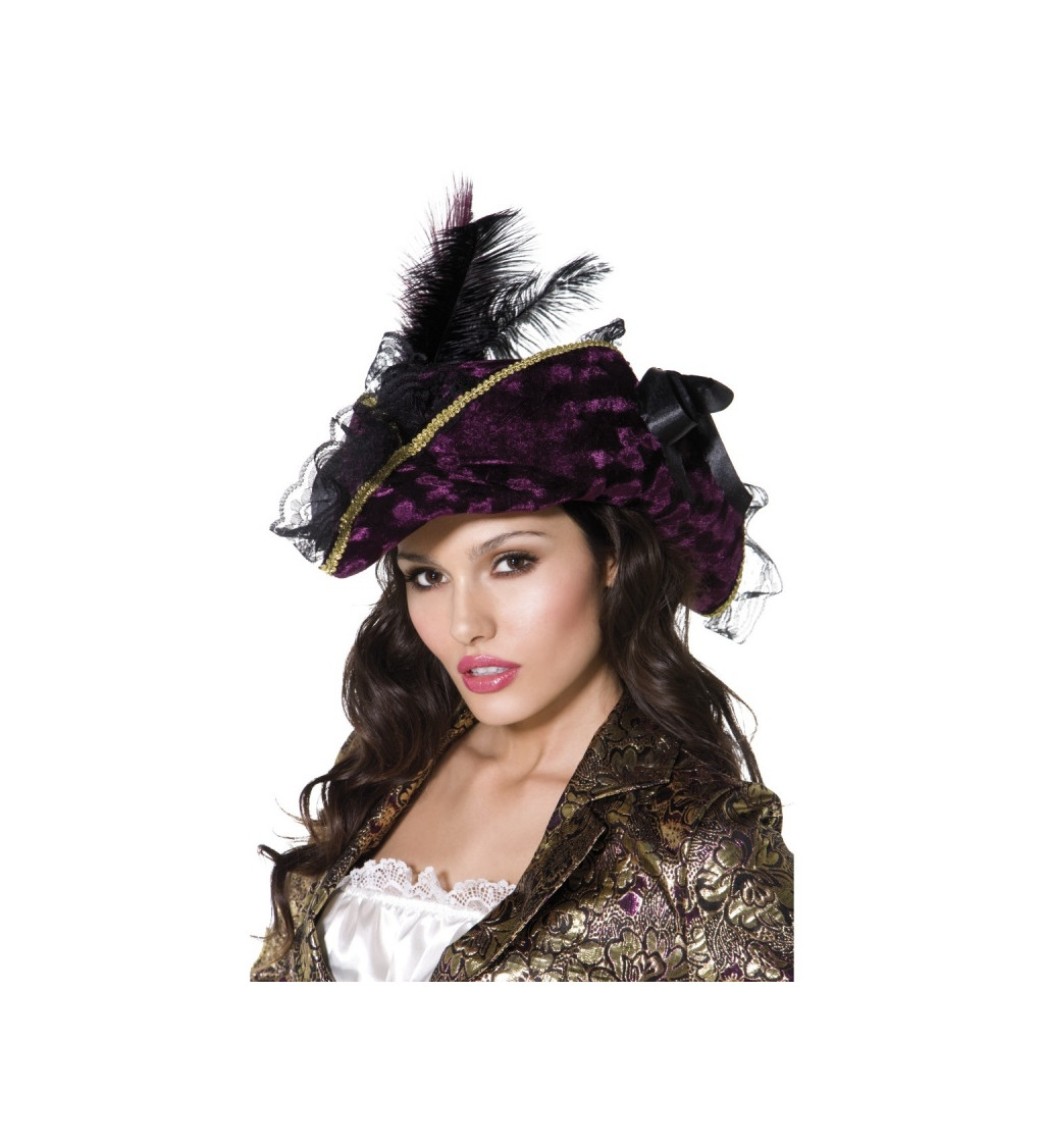 Dámský fialový pirátský klobouk