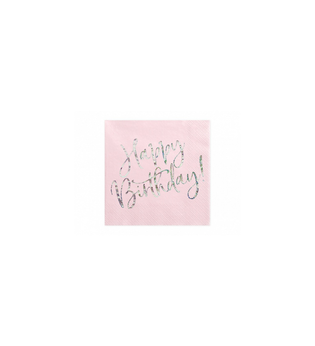 Ubrousky Happy Birthday - světle růžová