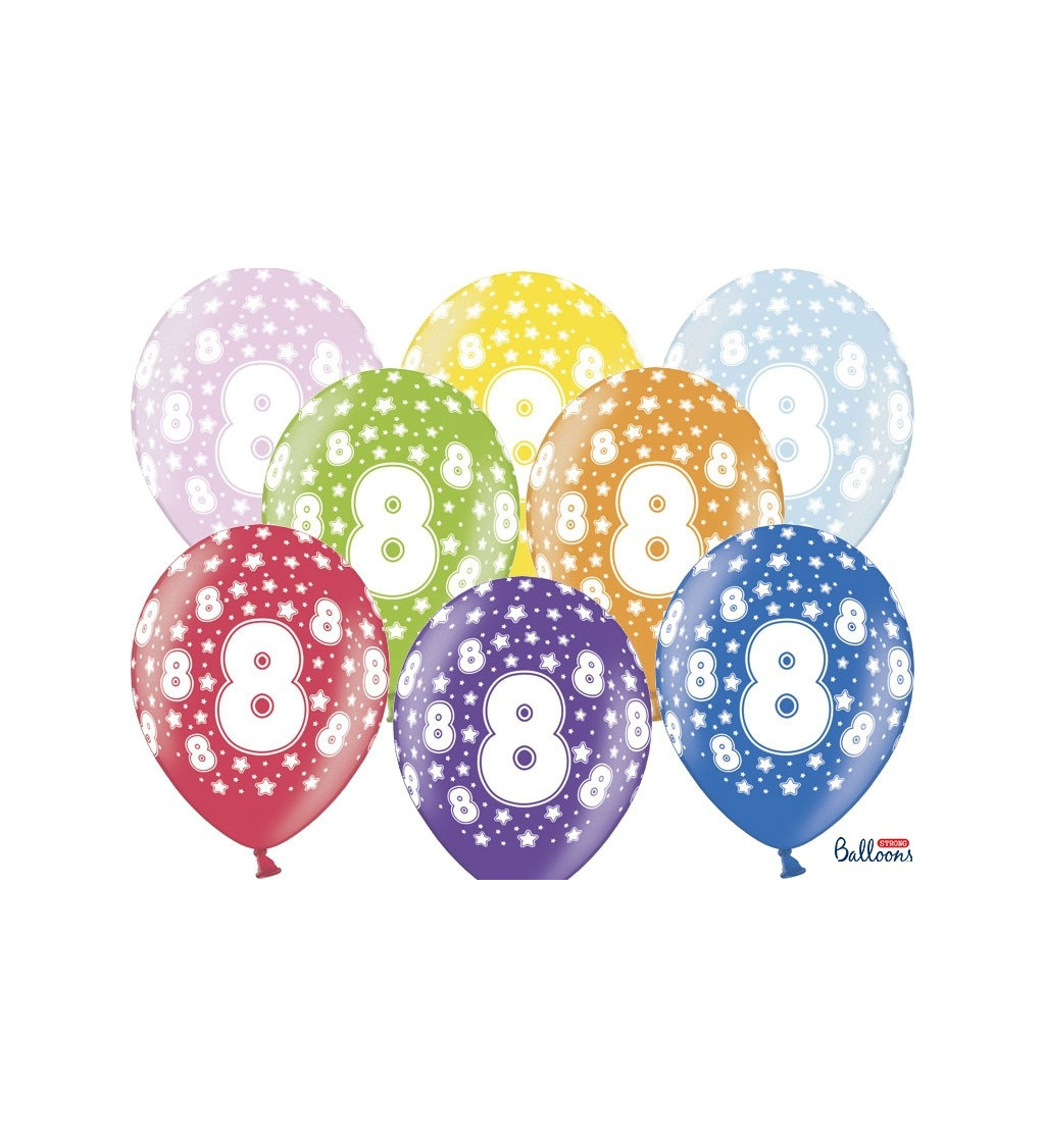 Balónky STRONG s číslem 8 - různobarevné