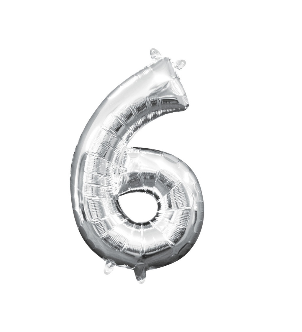 Fóliový balónek malý - stříbrné číslo 6