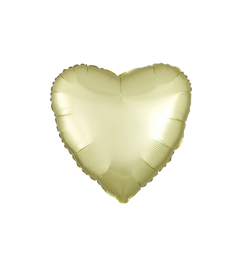 Pastelově žlutý fóliový balónek Srdce