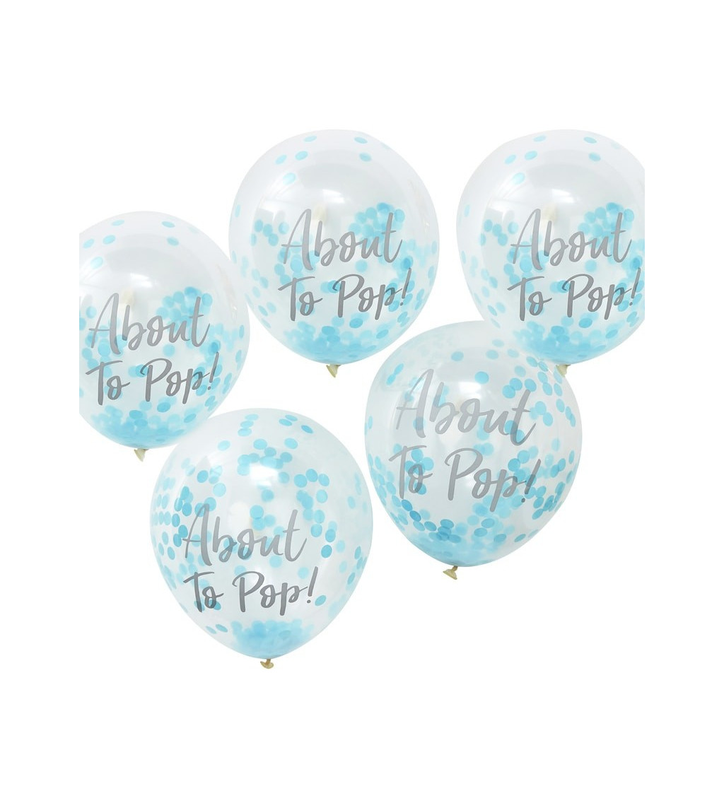 Průhledné balónky - modré konfety About to pop!