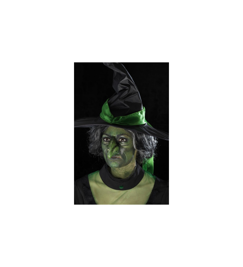 Latexový zelený čarodějnický nos