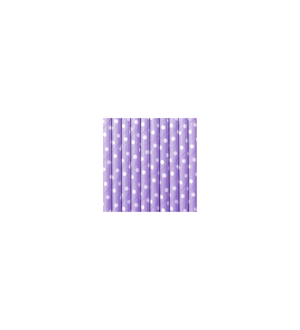 Papírová brčka fialová s puntíky