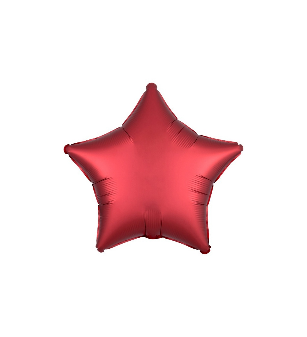 Tmavě červený fóliový balónek Hvězda