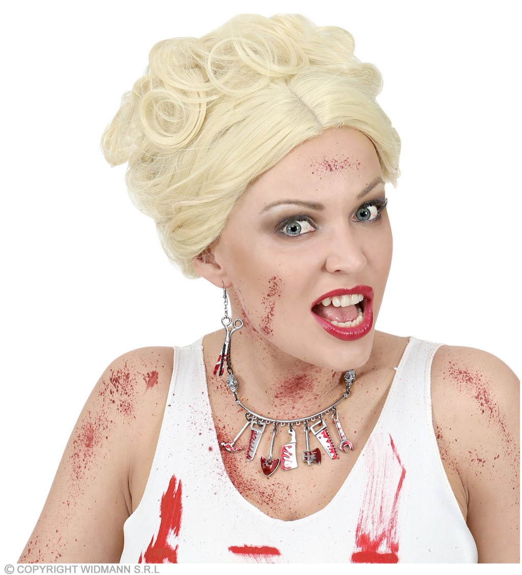 Halloweenský doplněk - náušnice - krvavé nůžky