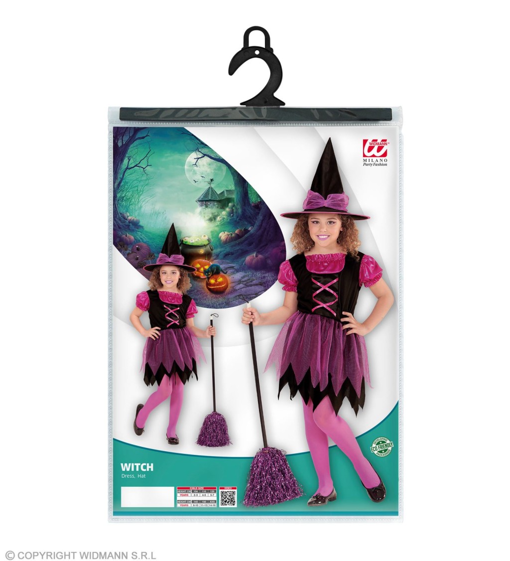 Dětský kostým růžová čarodějnice