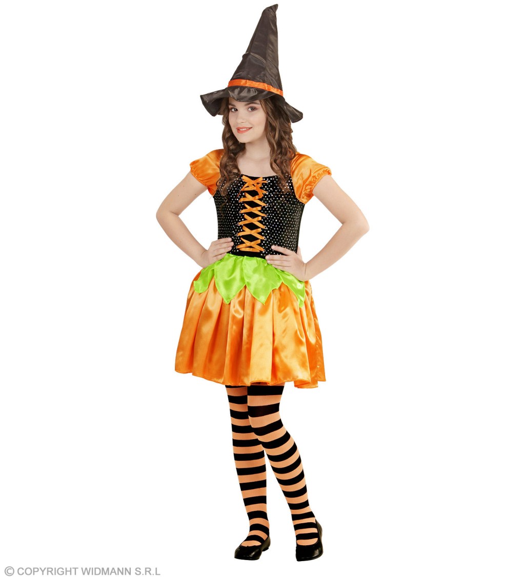 Dýňová čarodějka dívčí kostým