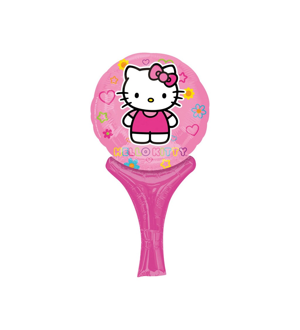 Fóliový balónek - růžové lízátko s Hello Kitty