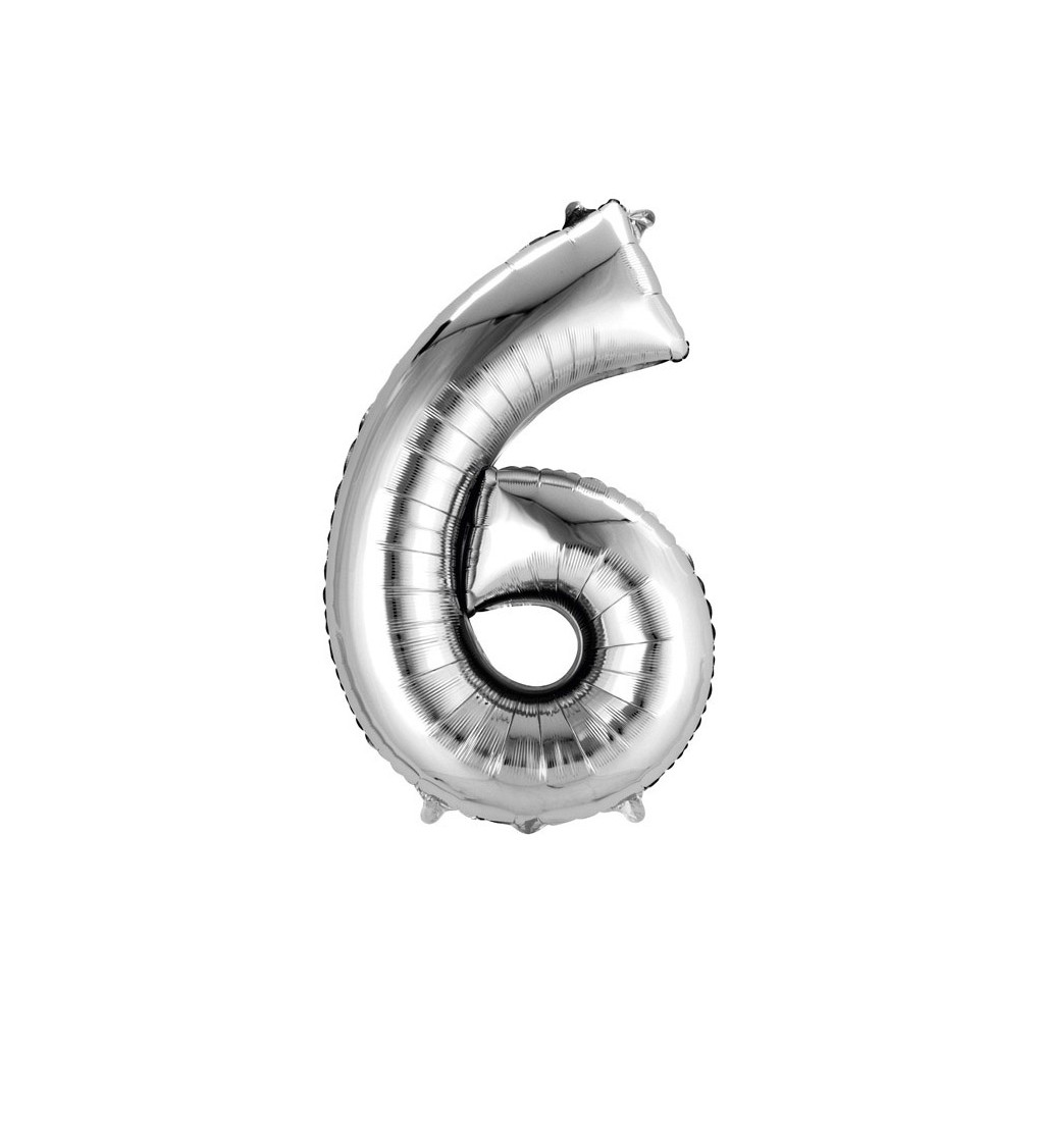 Fóliový balónek - stříbrné číslo 6