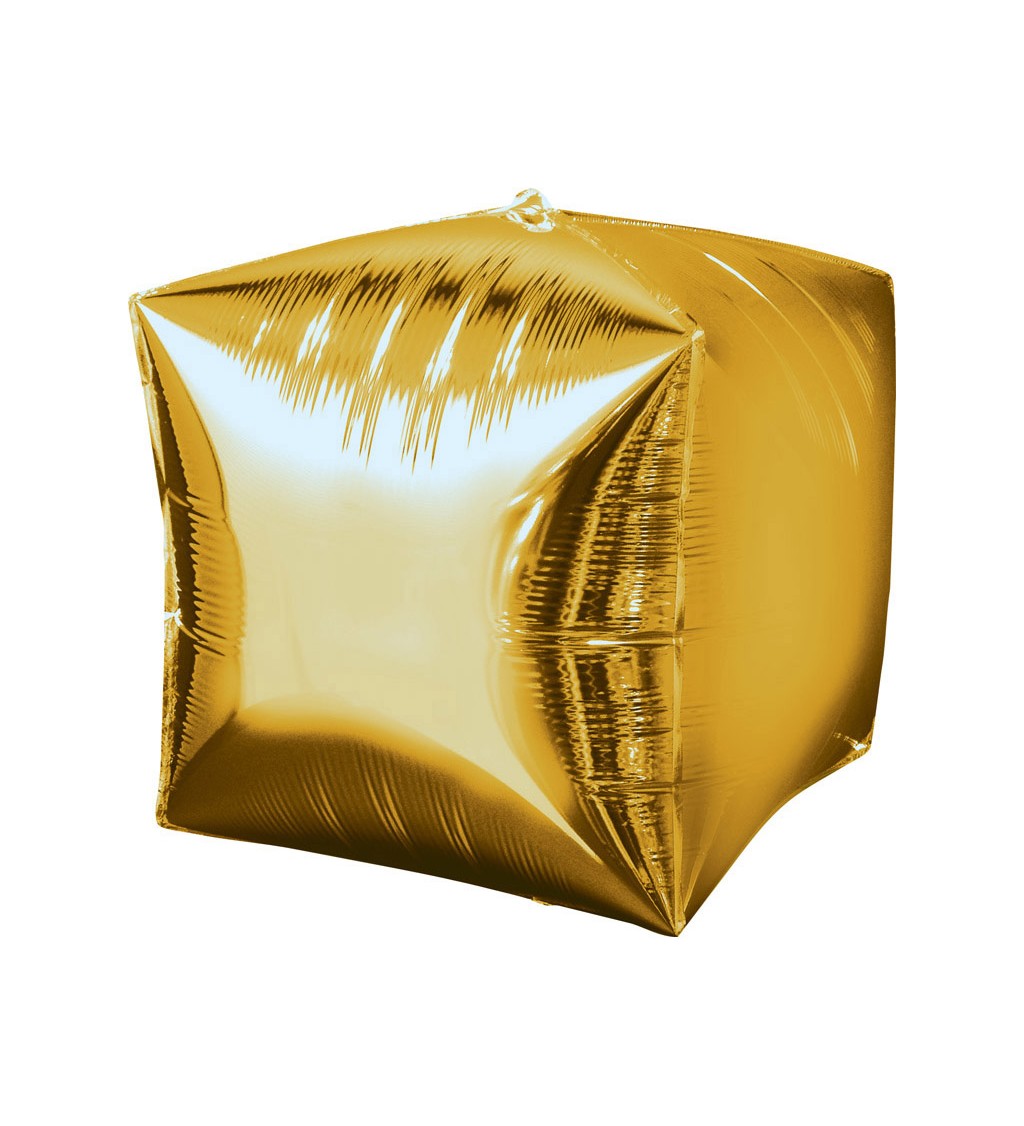 Fóliový balónek ve tvaru krychle ve zlaté barvě
