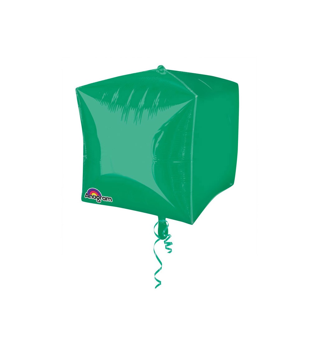 Fóliový balónek ve tvaru krychle v zelené barvě