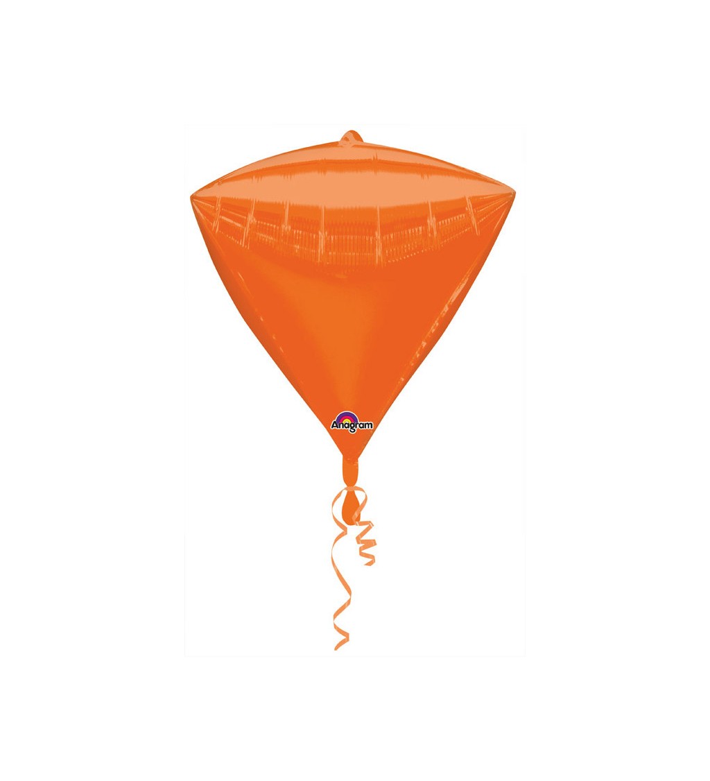 Fóliový balónek ve tvaru diamantu v oranžové barvě