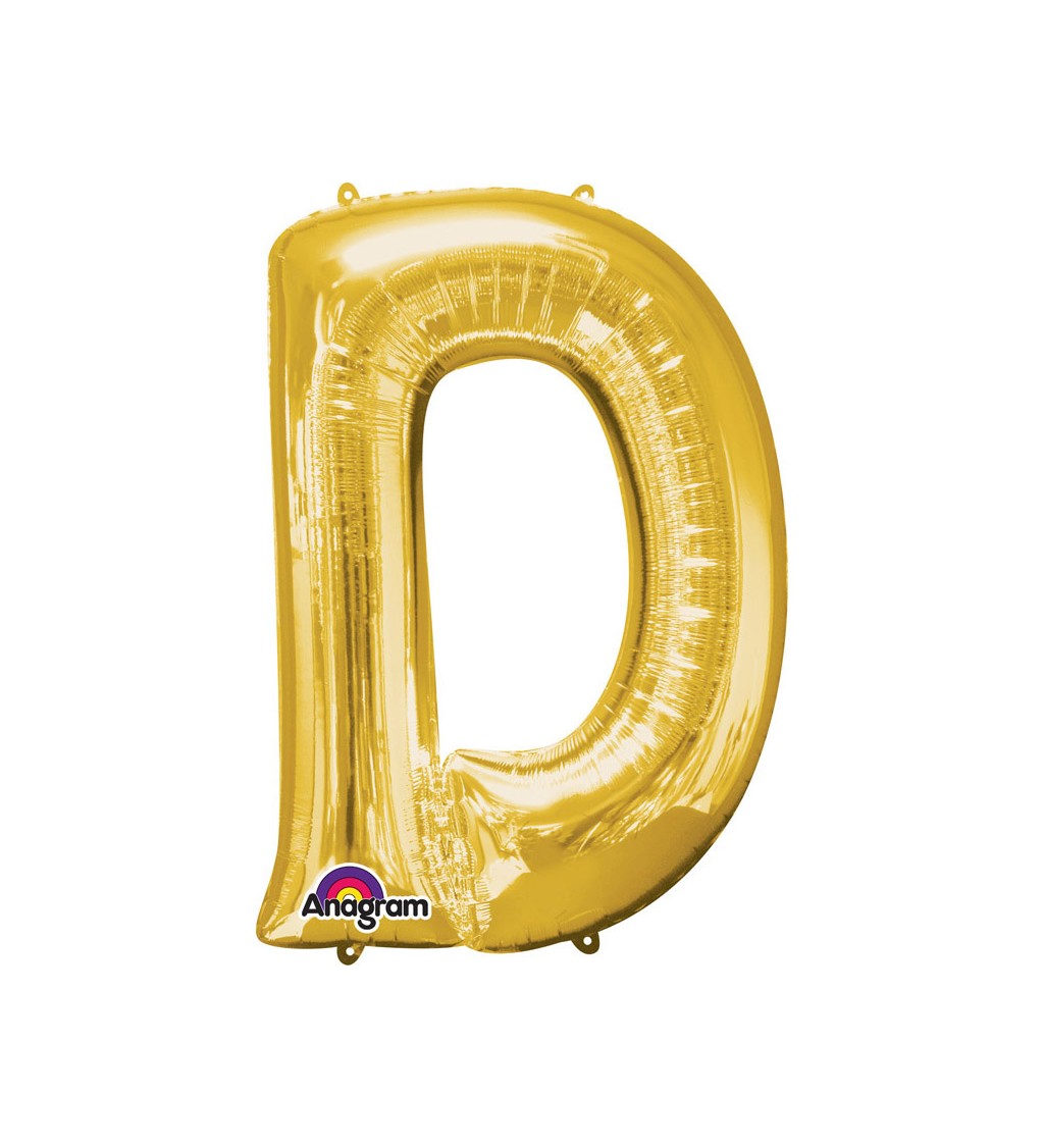Zlatý fóliový balónek písmeno D