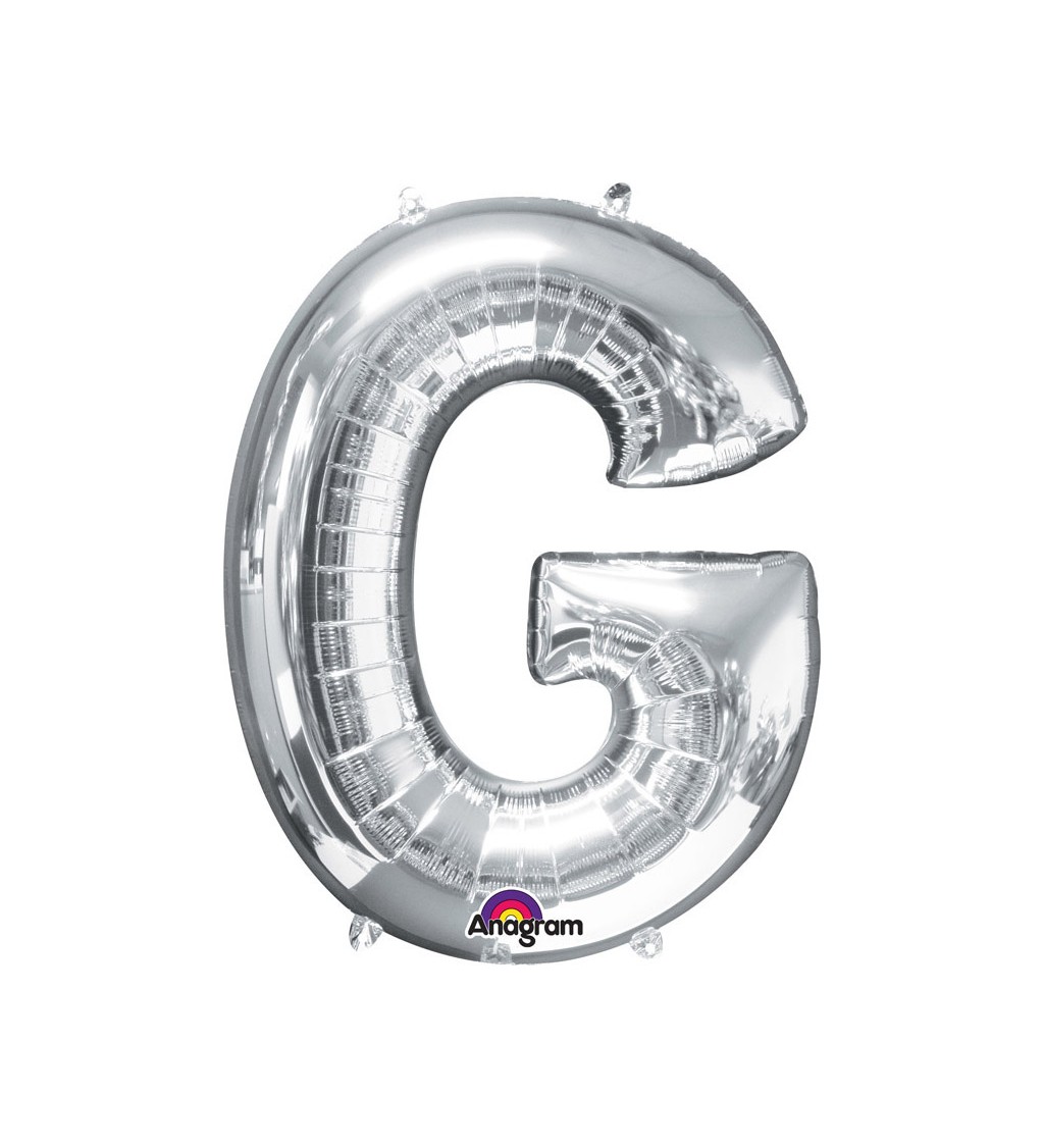 Stříbrný fóliový balónek písmeno G