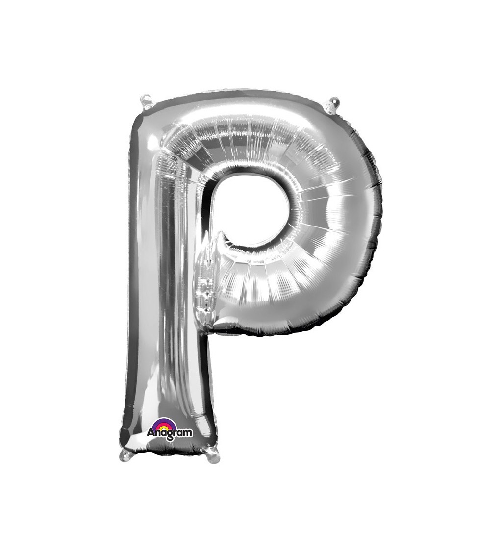 Stříbrný fóliový balónek písmeno P