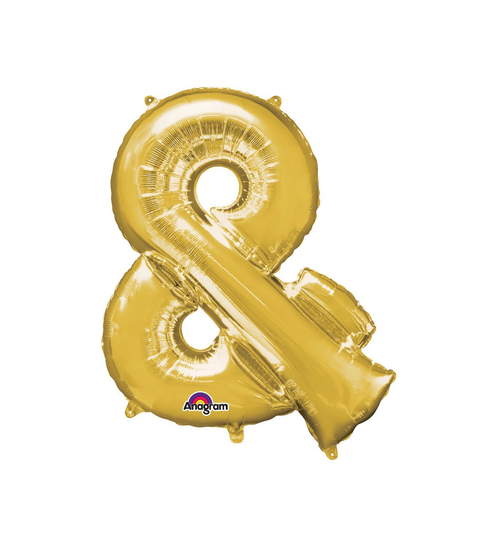 Zlatý fóliový balónek symbol "&"