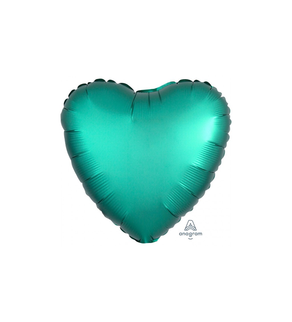 Fóliový balónek ve tvaru srdíčka ve smaragdově zelené barvě
