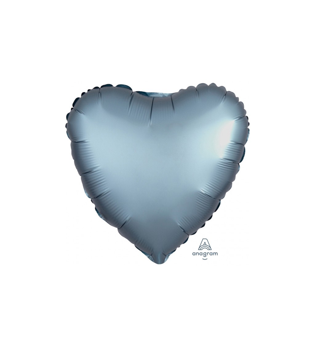 Fóliový balónek ve tvaru srdíčka ve ocelově modré barvě