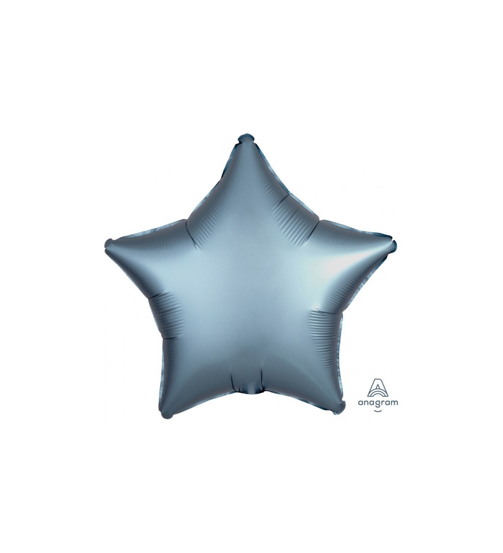 Fóliový balónek ve tvaru hvězdičky v ocelově modré barvě