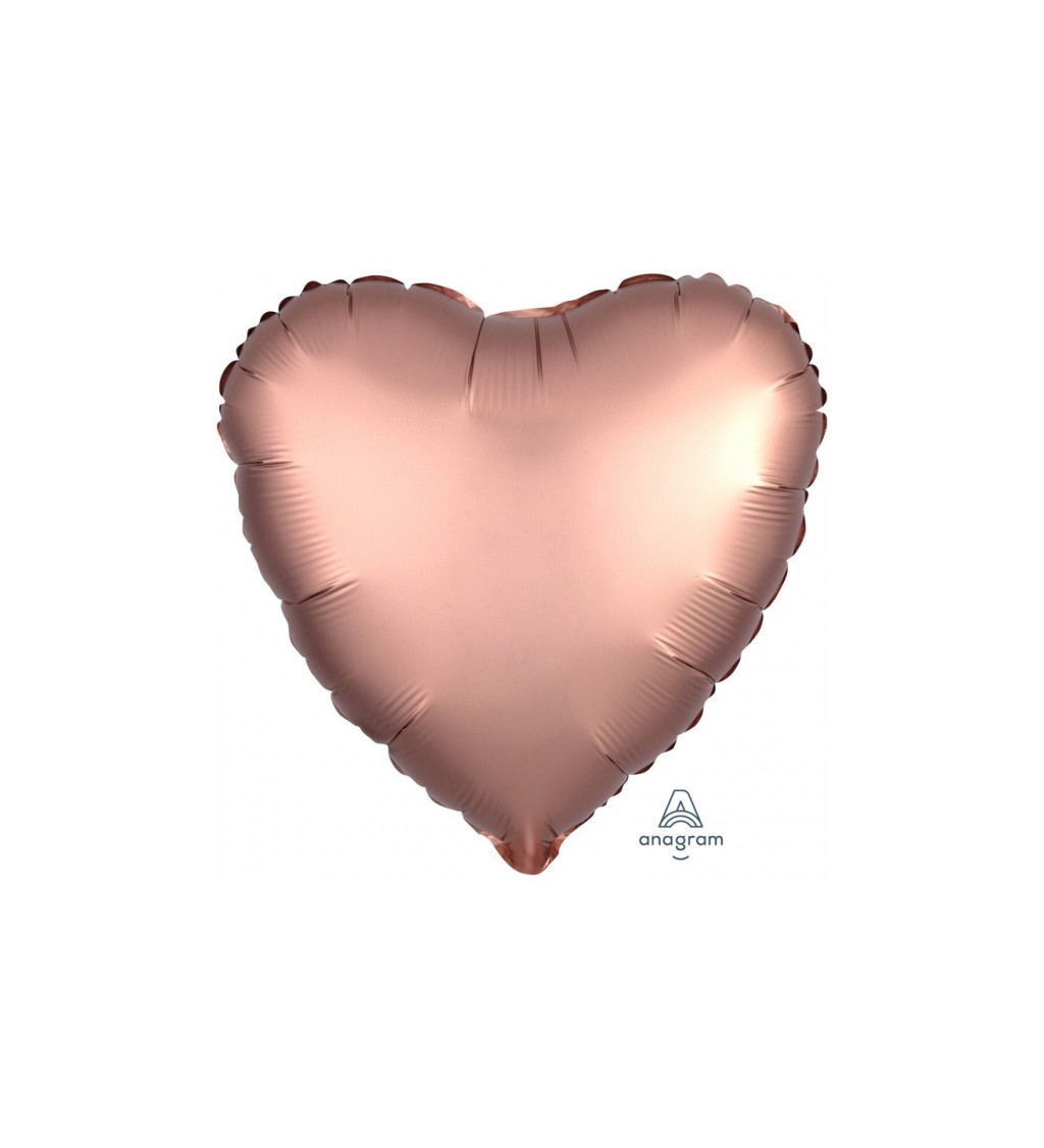 Fóliový balónek ve tvaru srdce v barvě růžového zlata