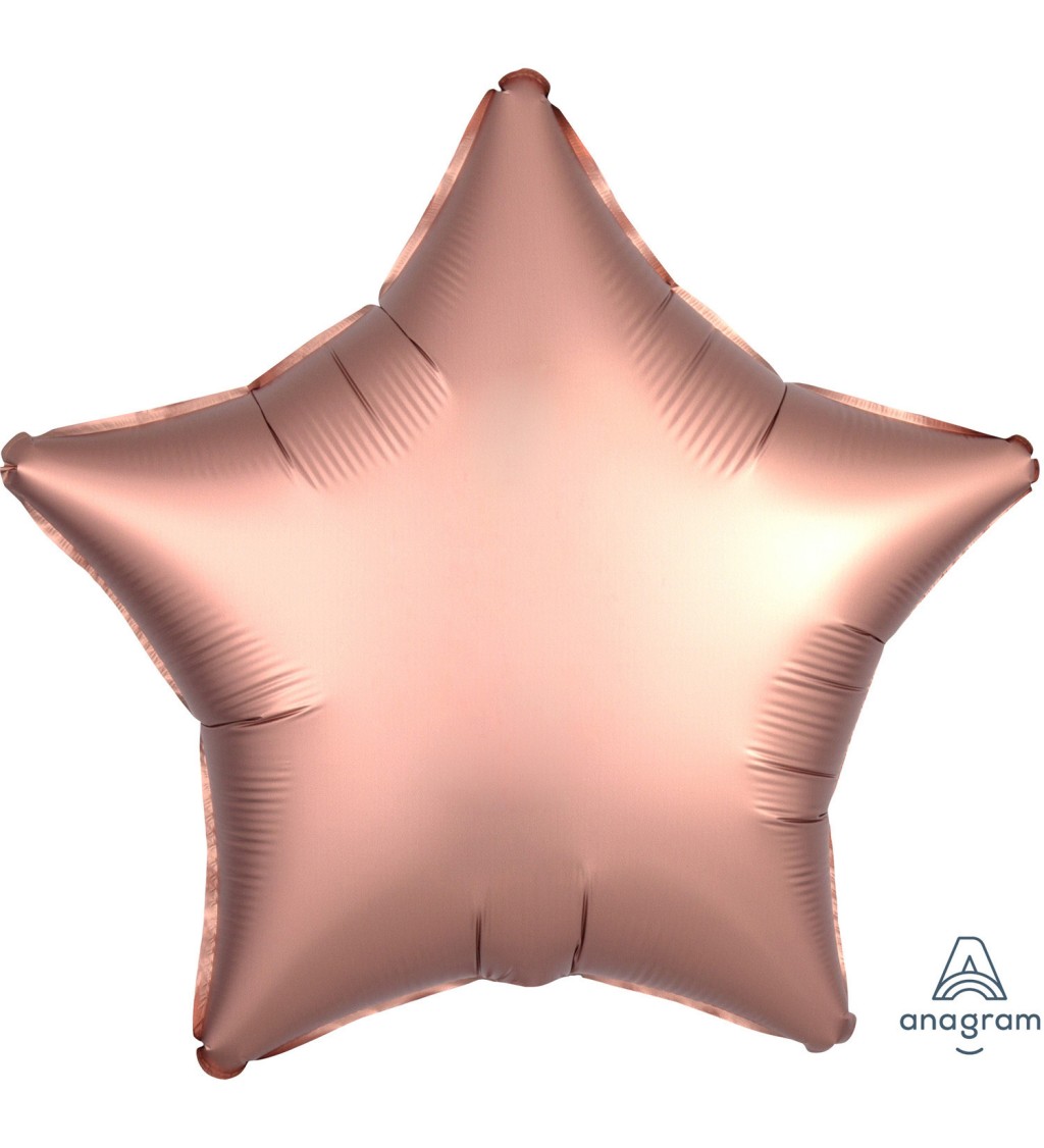 Fóliový balónek ve tvaru hvězdičky v barvě růžového zlata
