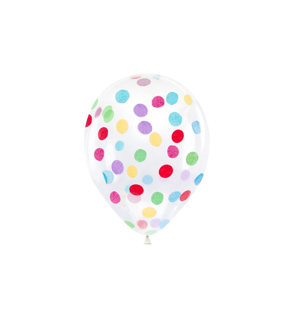 Průhledné latexové balónky s barevnými konfetami