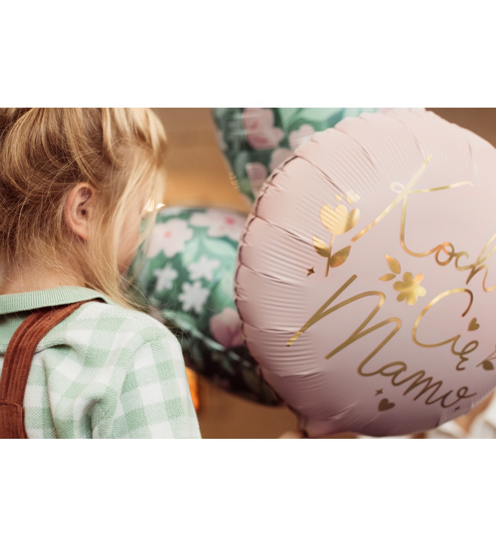 Srdce s květinami - Fóliový balónek