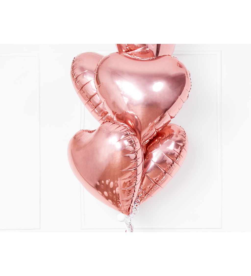 Fóliové metalické rosegold srdce - Balónek