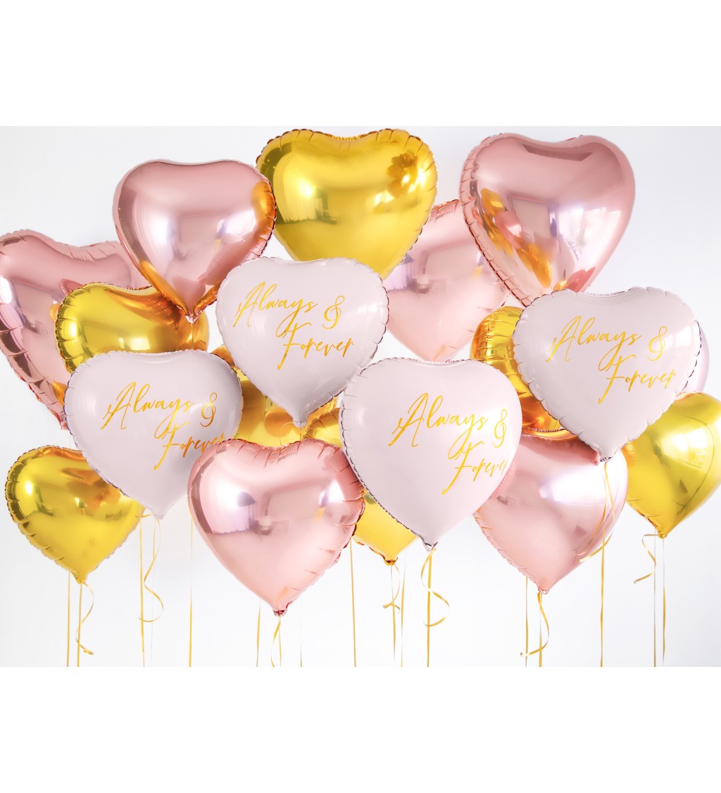 Fóliové metalické rosegold srdce - Balónek