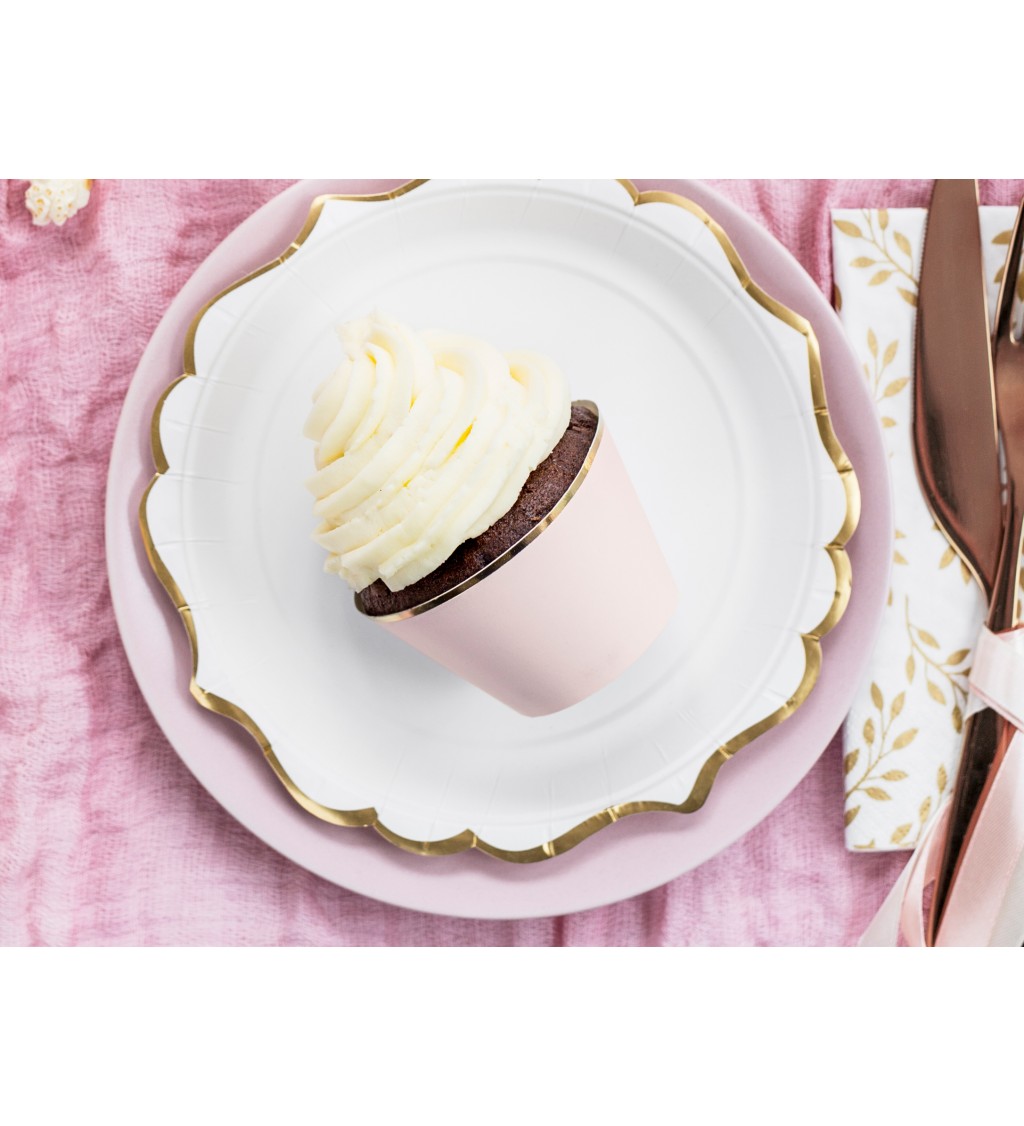 Růžový cupcake se zlatým okrajem sada