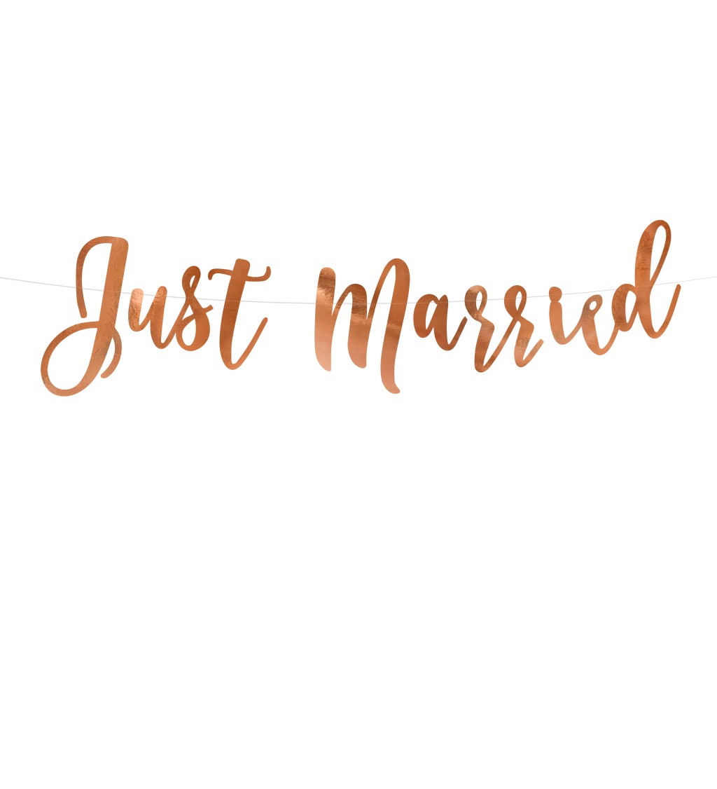 Zlatě růžová girlanda "Just Married"