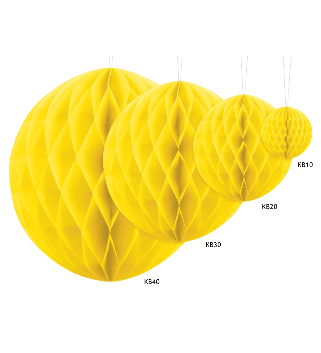 Papírová dekorativní koule - žlutá