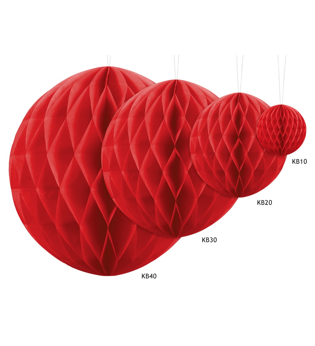 Papírová dekorativní koule - červená II