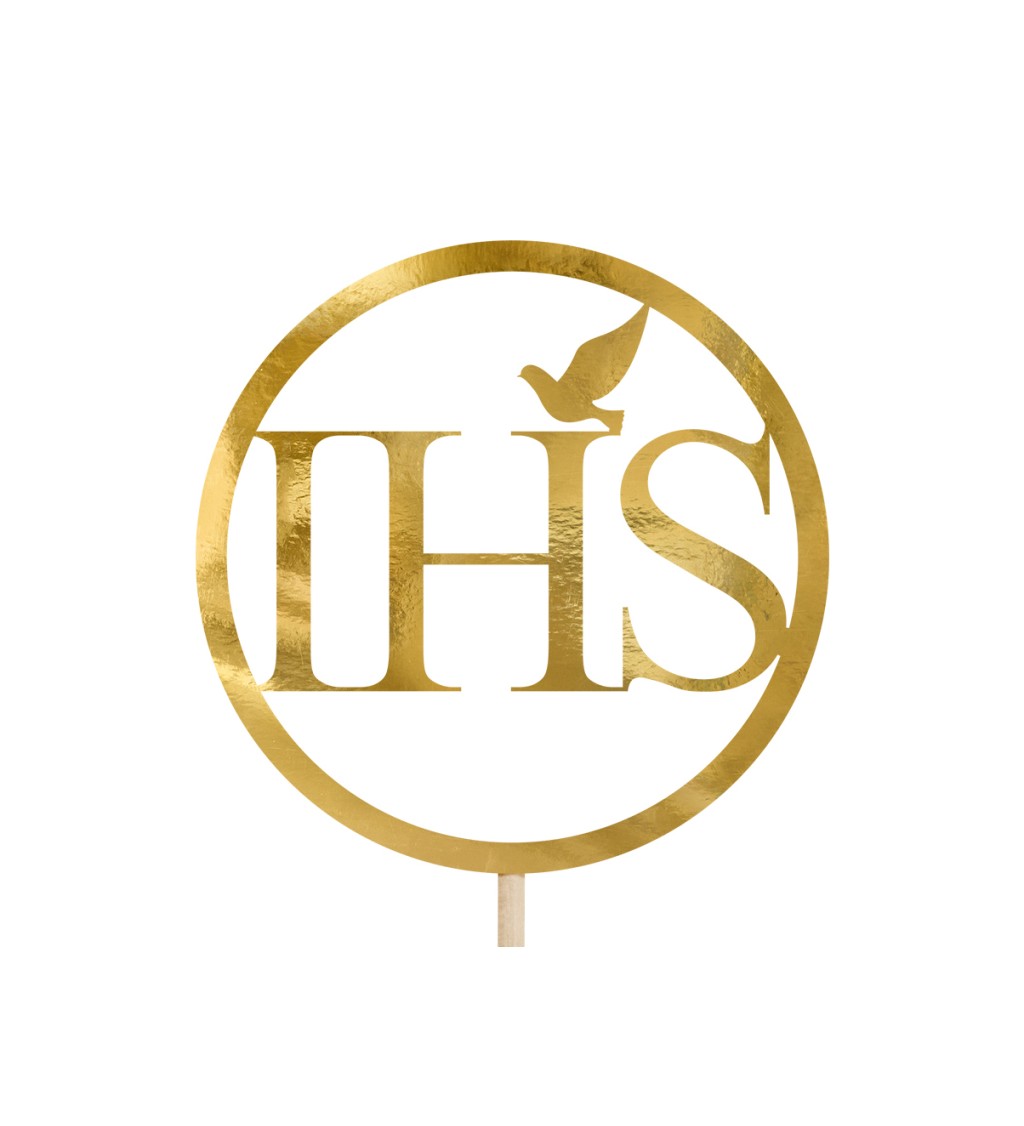 Stylový nápis na dort "IHS" ve zlaté barvě
