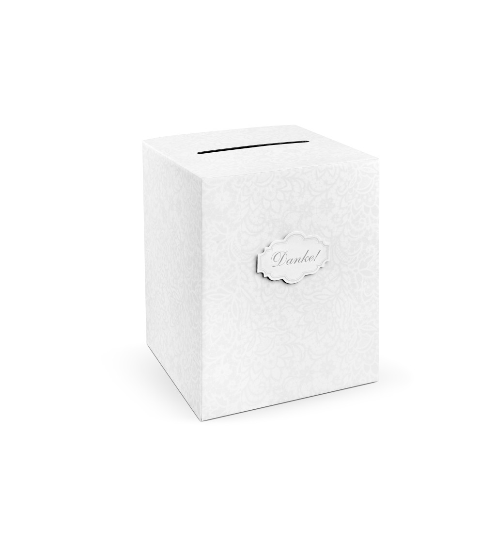 Krabice na svatební přání - bílá, Danke